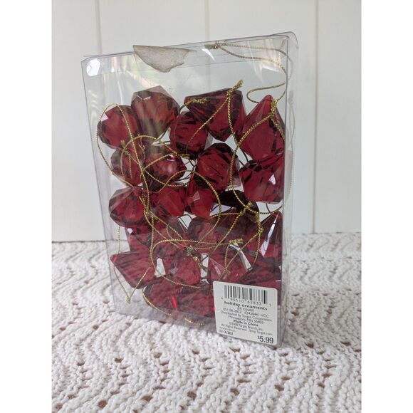 2008 Target Brand Red Diamond Drop Christmas Ornaments-24 count - Picture 1 of 5